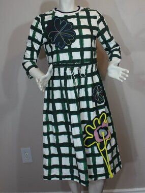 MKRM  Mira Mikati Green artsy  print midi dress size Medium